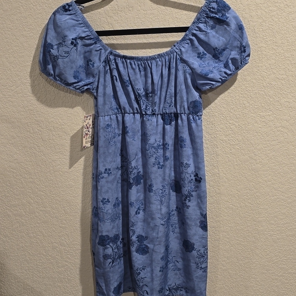 Pink Republic Blue Toile/Floral Puff Sleeve Mini Dress (XS) NWT - Picture 4 of 4